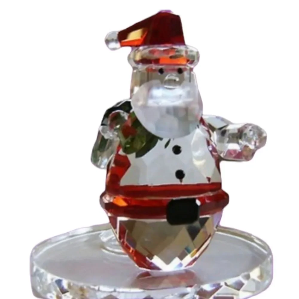 🩵NIB PartyLite Crystal Santa Tealight Holder & Red Velvet Bag